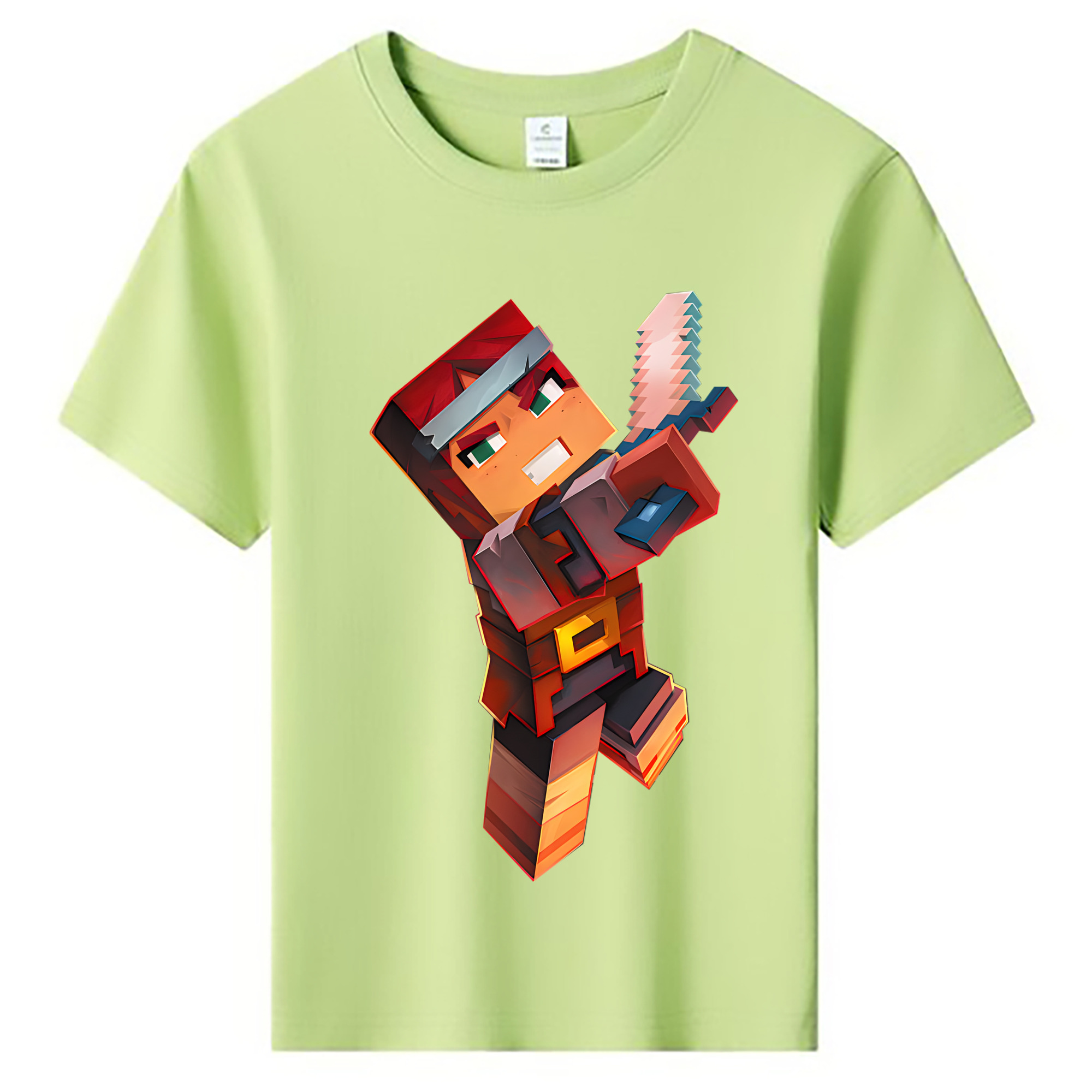 （画像用） マインクラフト ブロックの世界 Minecraft MC Block world 綿100％キッズTシャツ（フロントプリント）